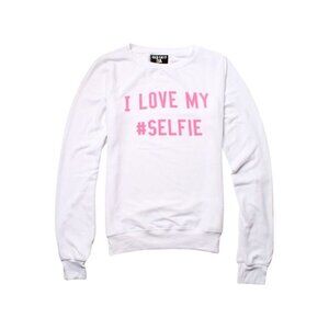 GOD SAVE LA Soft Sweatshirt WHITE Pink I LOVE MY #SELFIE Loose Fit MADE IN USA